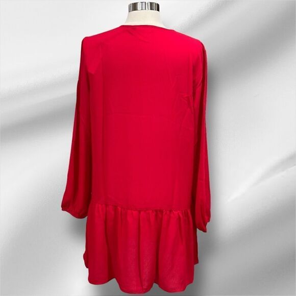 THREE EIGHTY TWO Women’s Ruffled Dress in the Size Large in the Color Red - Picture 4 of 14